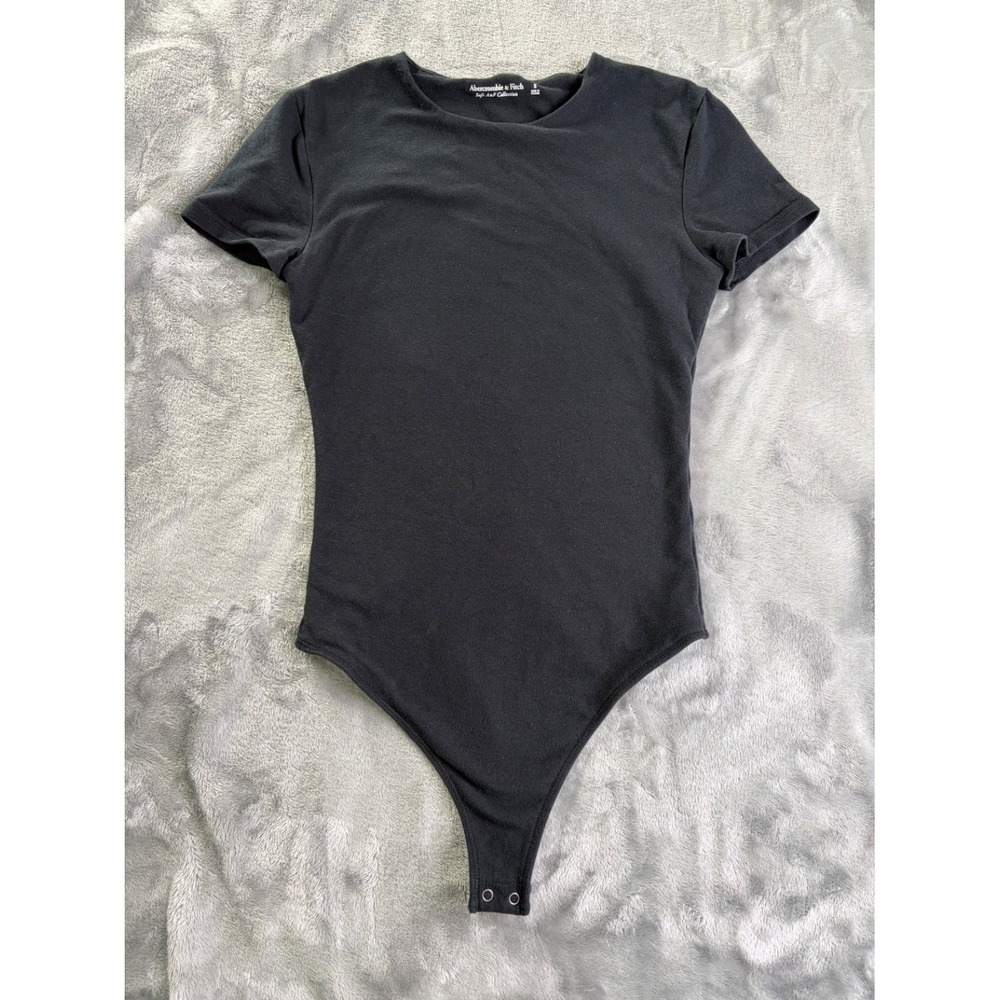 Abercrombie & Fitch Soft A&F Collection Bodysuit Womens S Black Short Sleeve